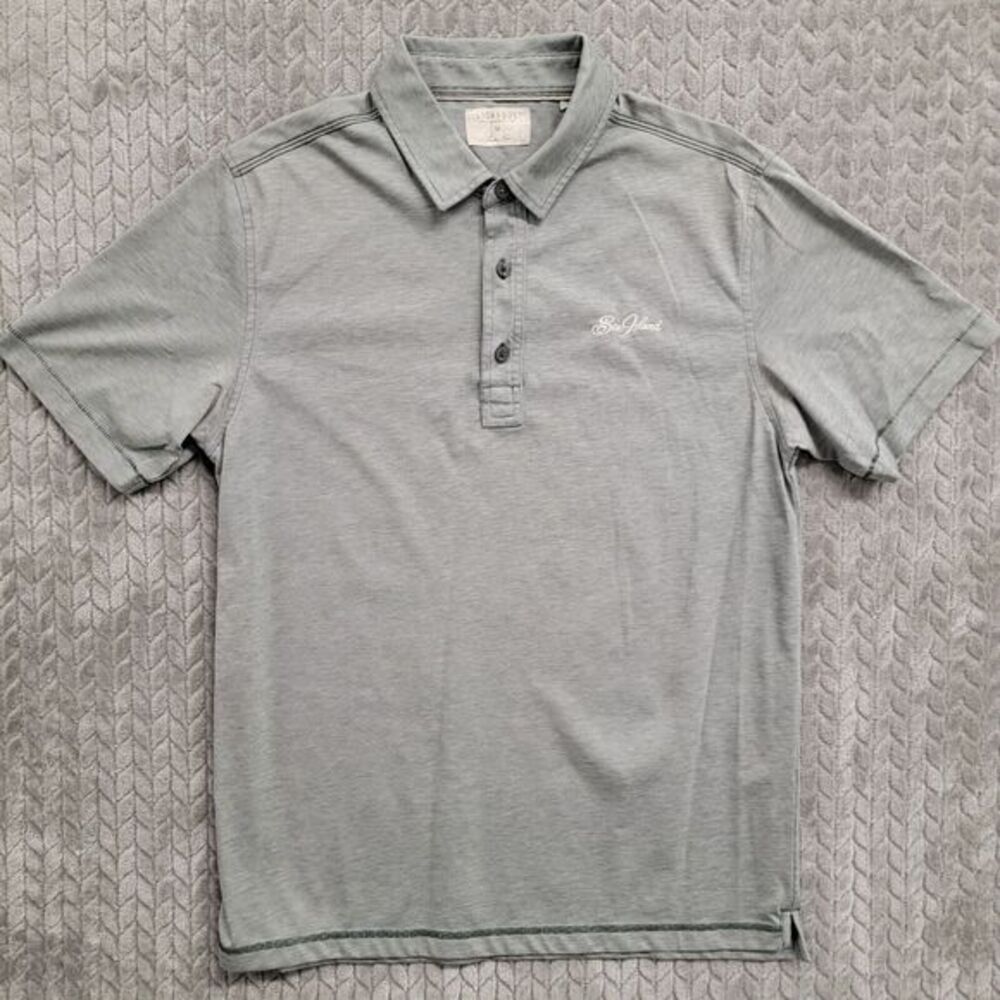 Linksoul Tempus Fugit Polo Shirt Mens Medium Greenish Gray Golf Luxury Cotton